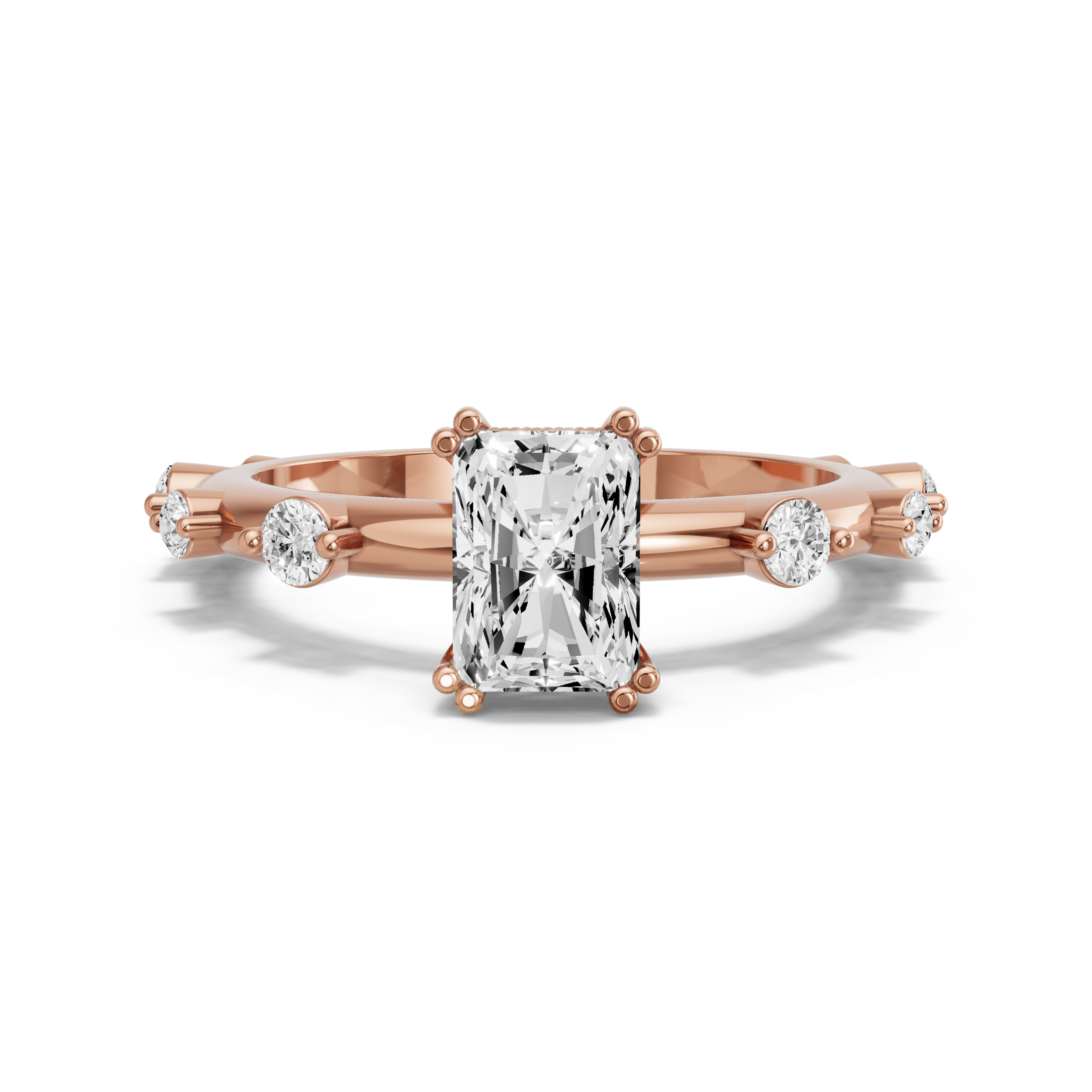 Image for Radiant Vintage Basket Ring with Floating Station band in 10K Yellow Gold