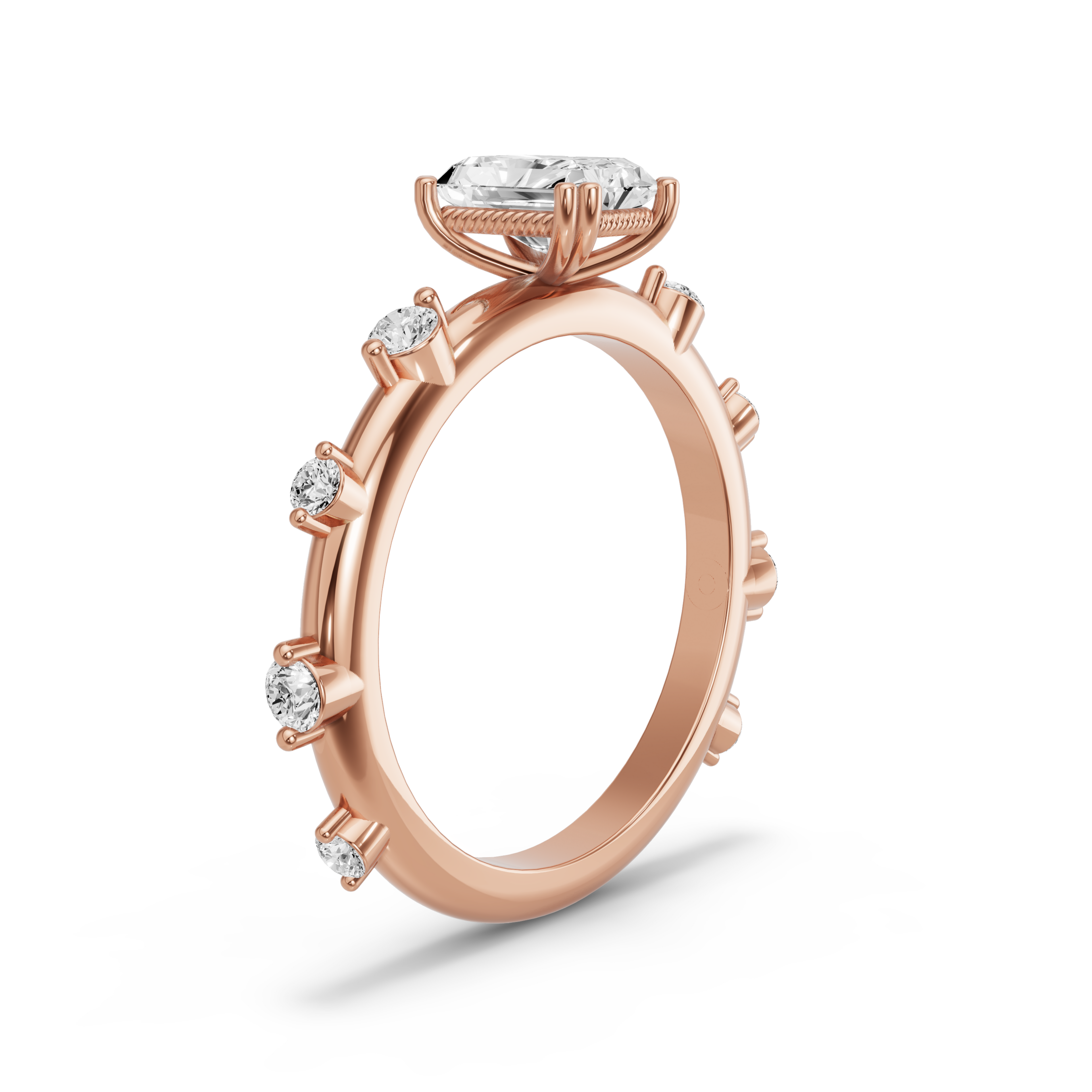 Image for Radiant Vintage Basket Ring with Floating Station band in 10K Yellow Gold