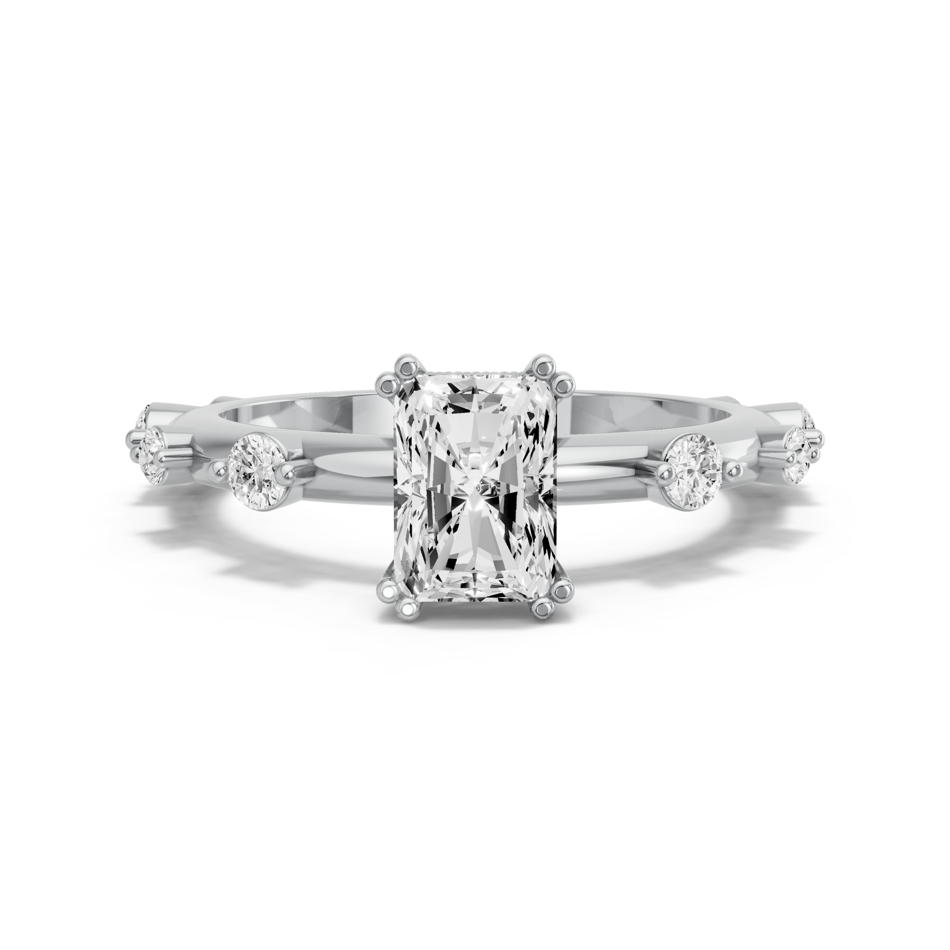 Image for Radiant Vintage Basket Ring with Channel band in 950 Platinum