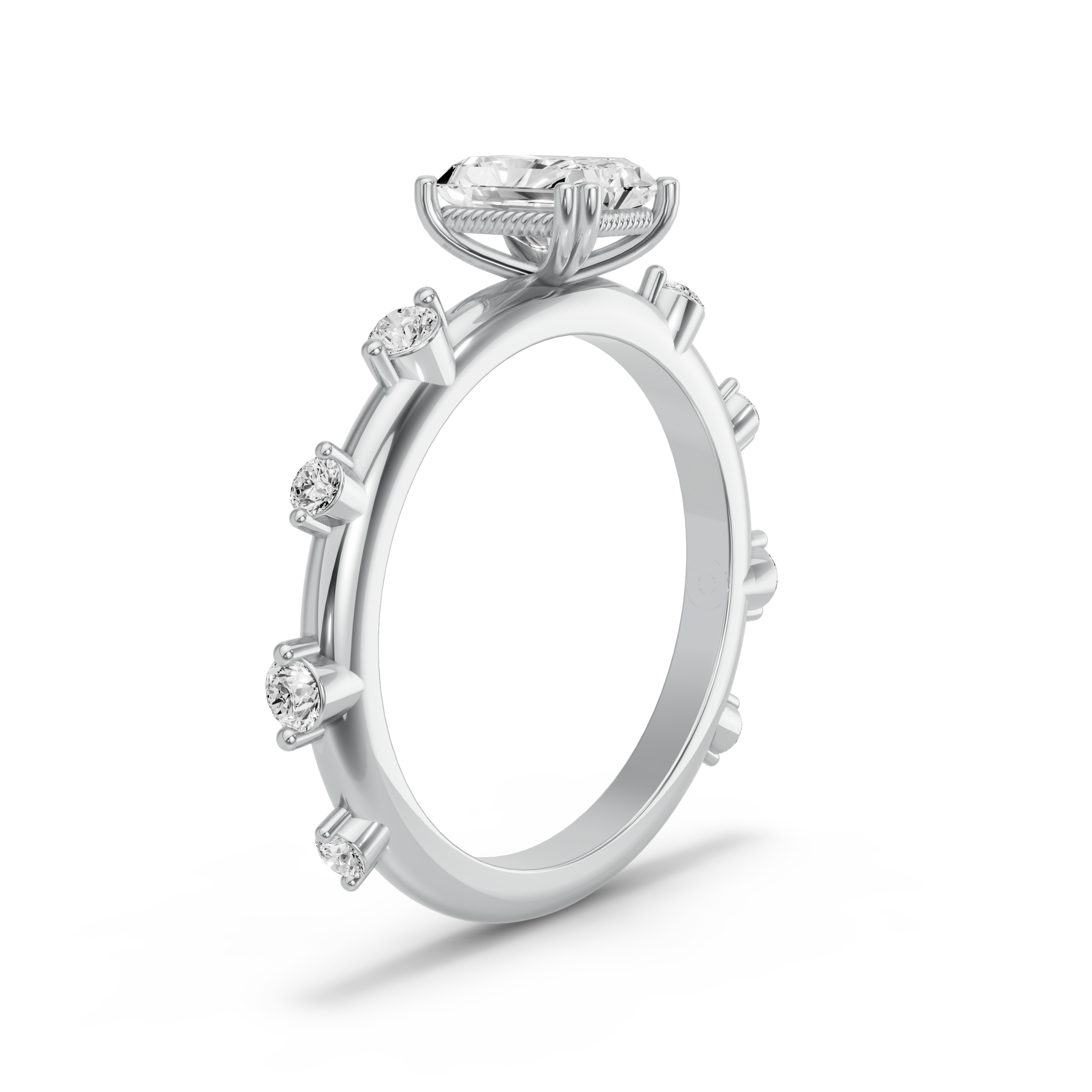 Image for Radiant Vintage Basket Ring with Channel band in 950 Platinum