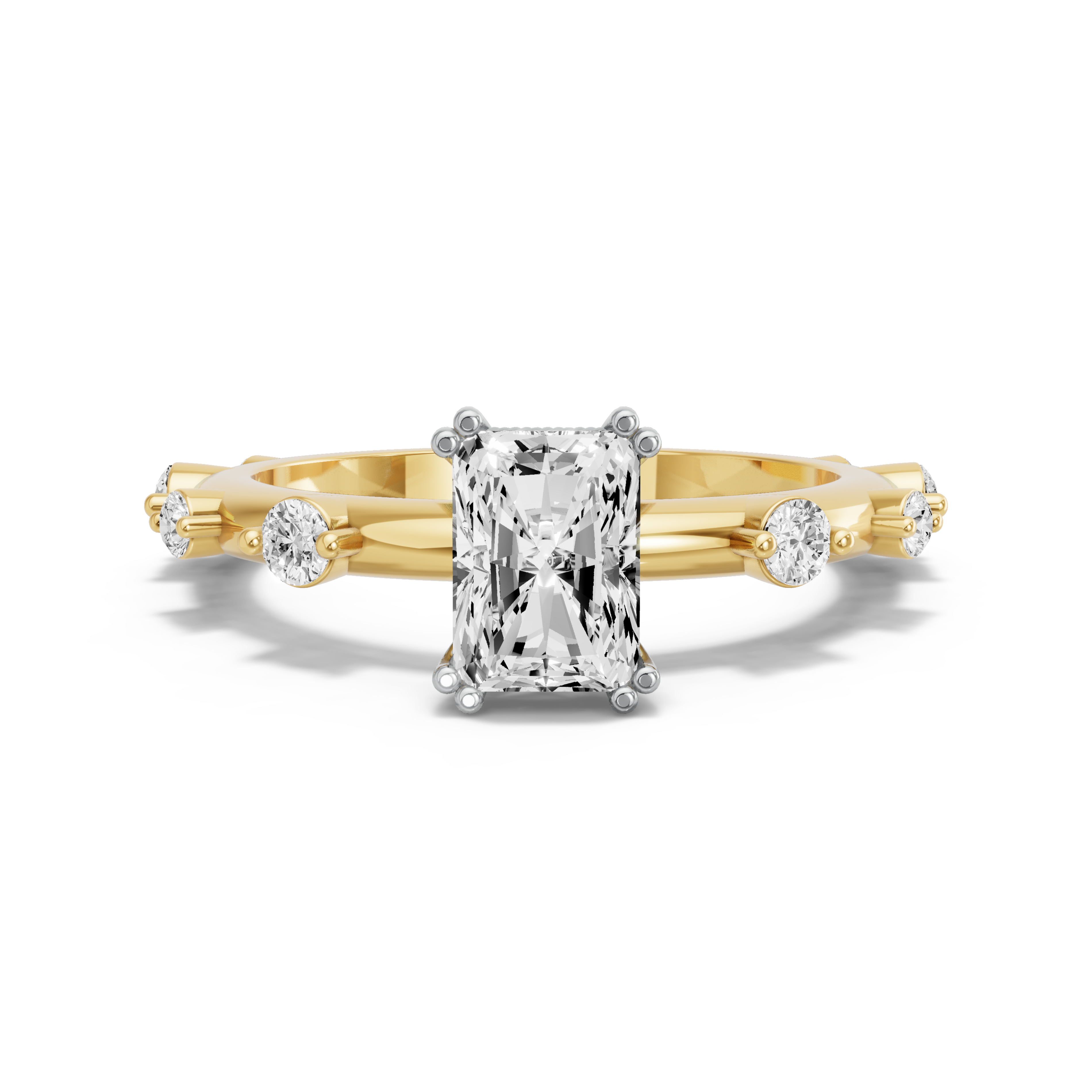 Image for Radiant Vintage Basket Ring with Floating Station band in 10K Rose Gold