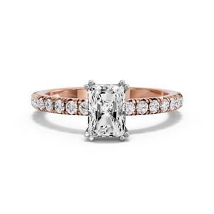 Image for Radiant Vintage Basket Ring with French Pave band