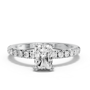 Image for Radiant Vintage Basket Ring with French Pave band