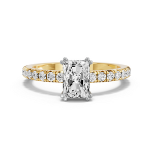 Image for Radiant Vintage Basket Ring with French Pave band