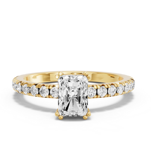 Image for Radiant Vintage Basket Ring with French Pave band