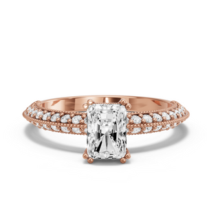 Image for Radiant Vintage Basket Ring with Knife Edge Pave band