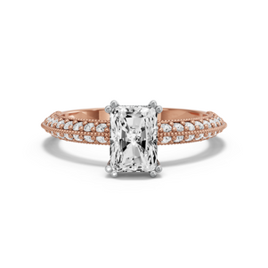 Image for Radiant Vintage Basket Ring with Knife Edge Pave band