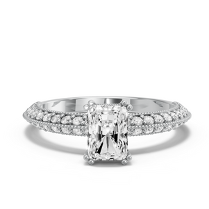 Image for Radiant Vintage Basket Ring with Knife Edge Pave band