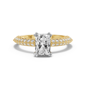 Image for Radiant Vintage Basket Ring with Knife Edge Pave band