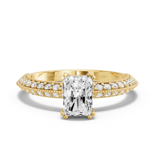 Image for Radiant Vintage Basket Ring with Knife Edge Pave band