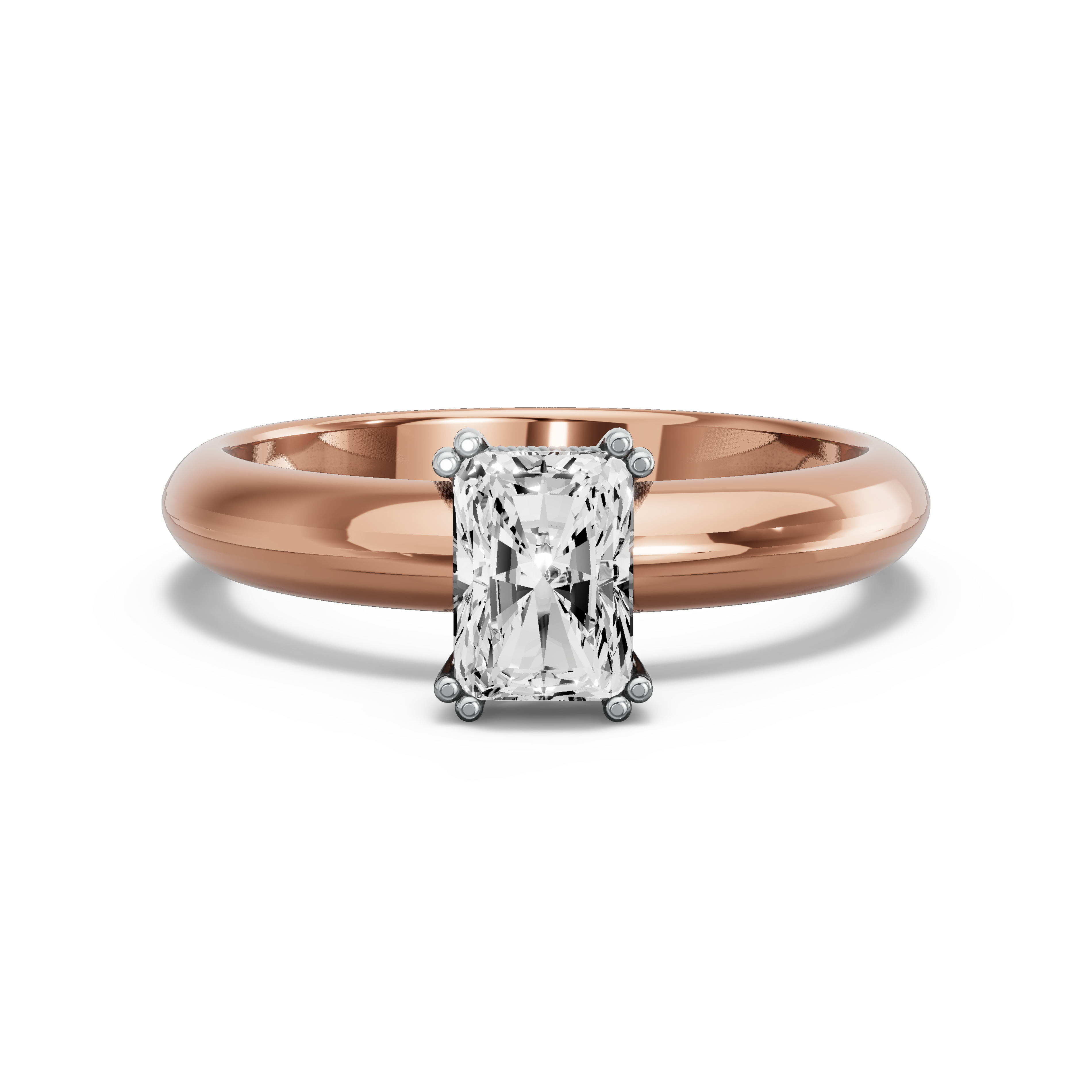Image for Radiant Vintage Basket Ring with Knife Edge Solitaire band in 10K Two Tone Yellow Gold