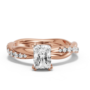 Image for Radiant Vintage Basket Ring with Rope Pave band