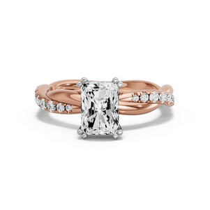 Image for Radiant Vintage Basket Ring with Rope Pave band
