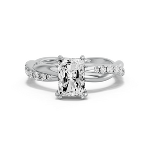 Image for Radiant Vintage Basket Ring with Rope Pave band in 950 Platinum