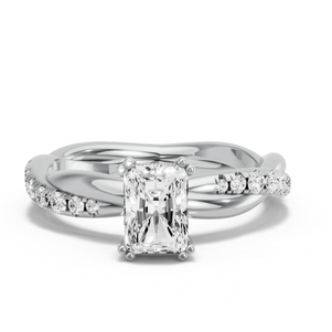 Image for Radiant Vintage Basket Ring with Rope Pave band