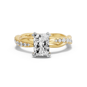 Image for Radiant Vintage Basket Ring with Rope Pave band
