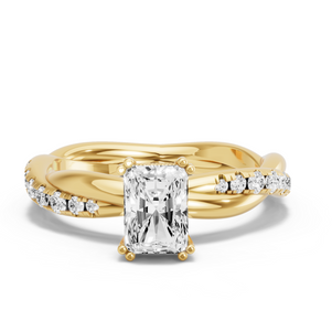 Image for Radiant Vintage Basket Ring with Rope Pave band