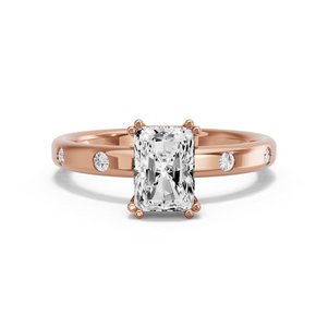 Image for Radiant Vintage Basket Ring with Sleek Accent band in 18K Rose Gold
