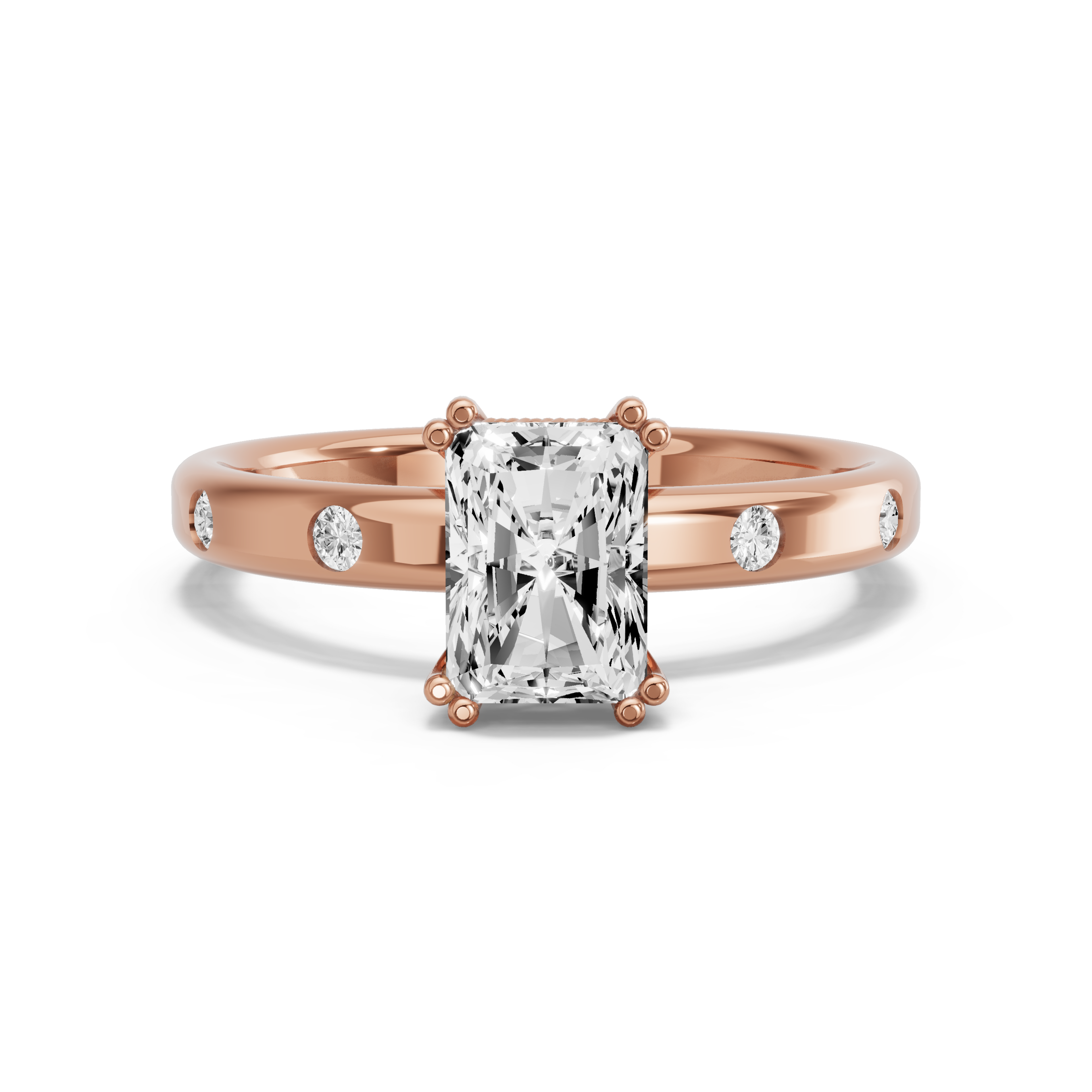 Image for Radiant Vintage Basket Ring with Sleek Accent band in 18K Yellow Gold