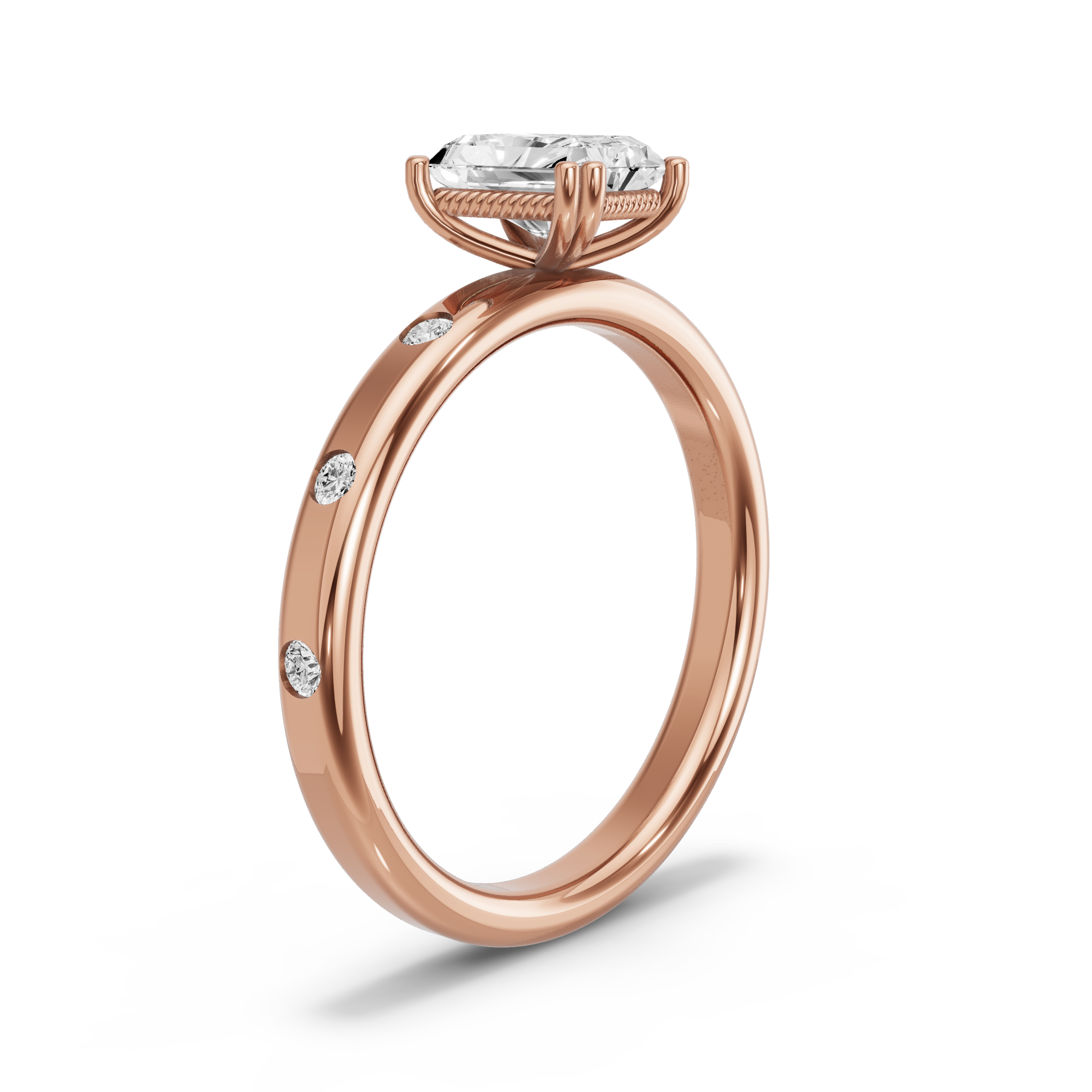 Image for Radiant Vintage Basket Ring with Sleek Accent band in 10K Yellow Gold