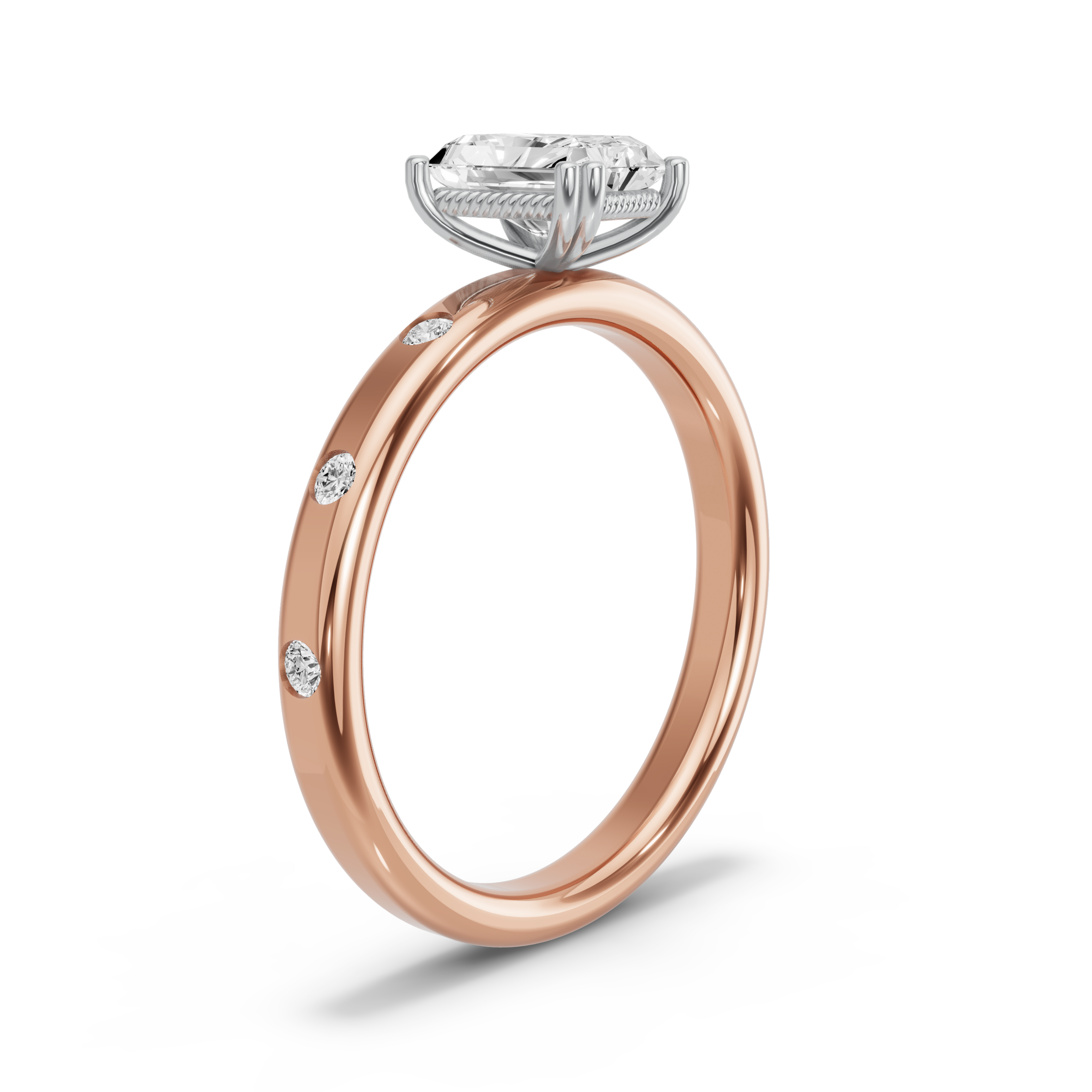 Image for Radiant Vintage Basket Ring with Sleek Accent band in 18K Two Tone Yellow Gold