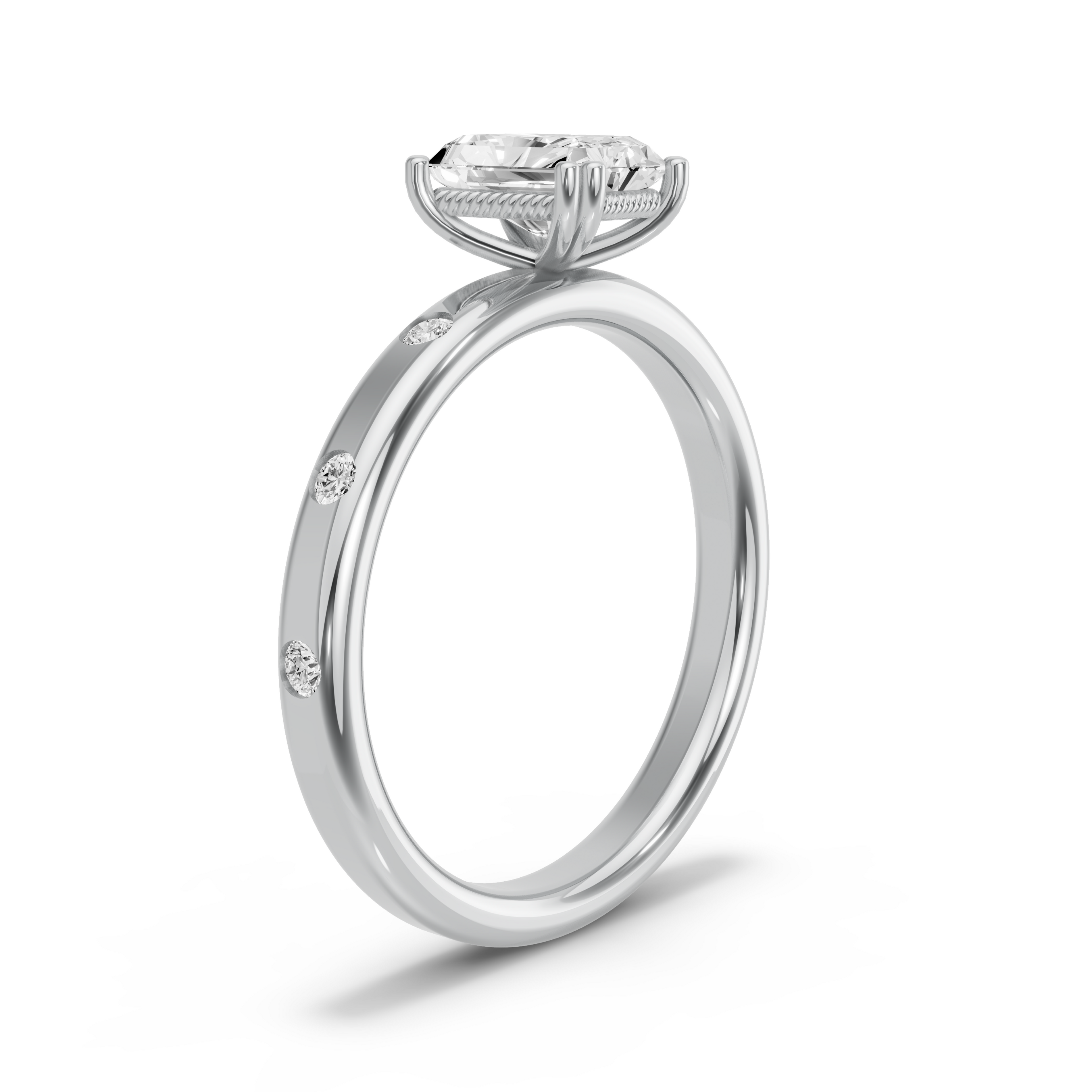 Image for Radiant Vintage Basket Ring with Rope Pave band in 950 Platinum