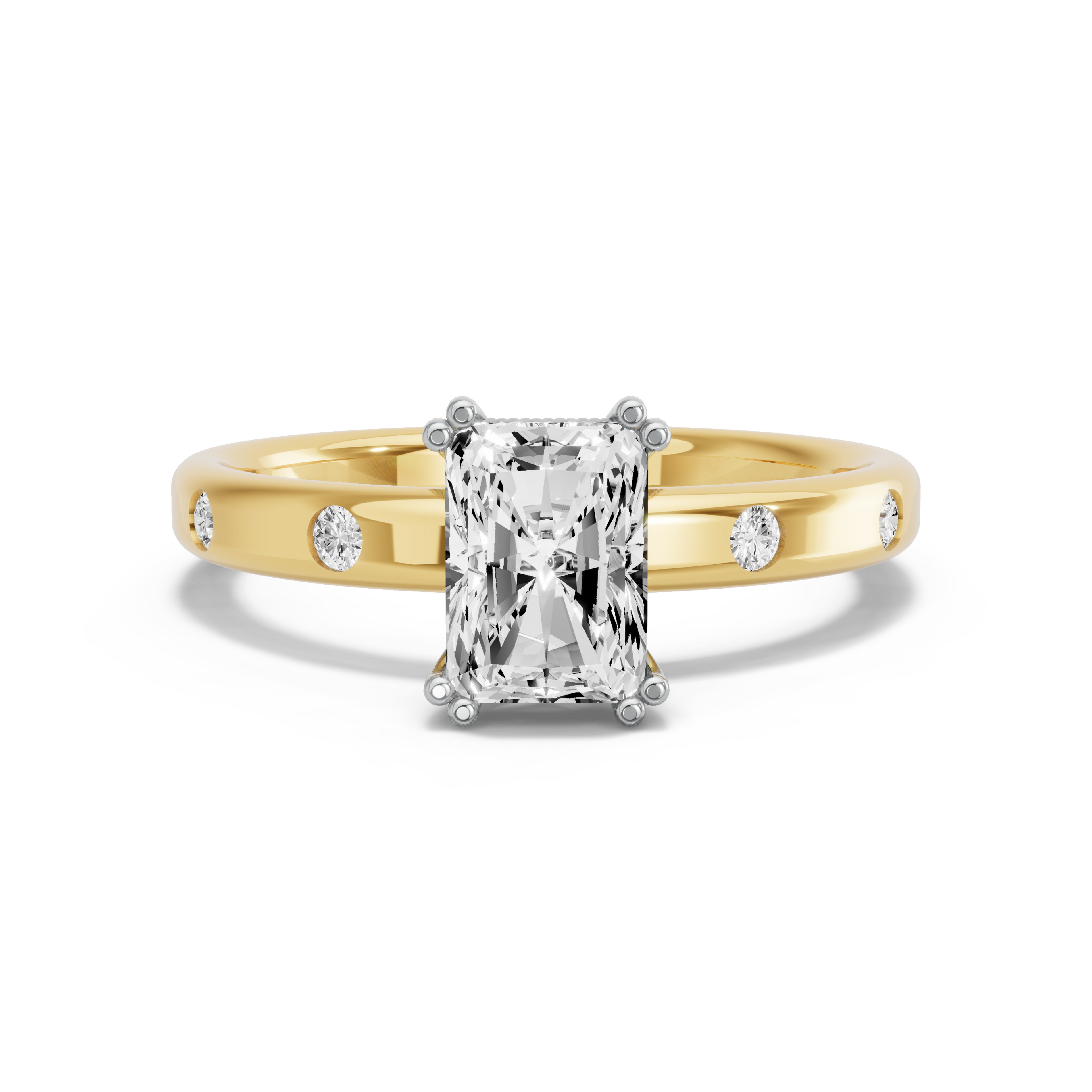 Image for Radiant Vintage Basket Ring with Sleek Accent band in 14K Rose Gold