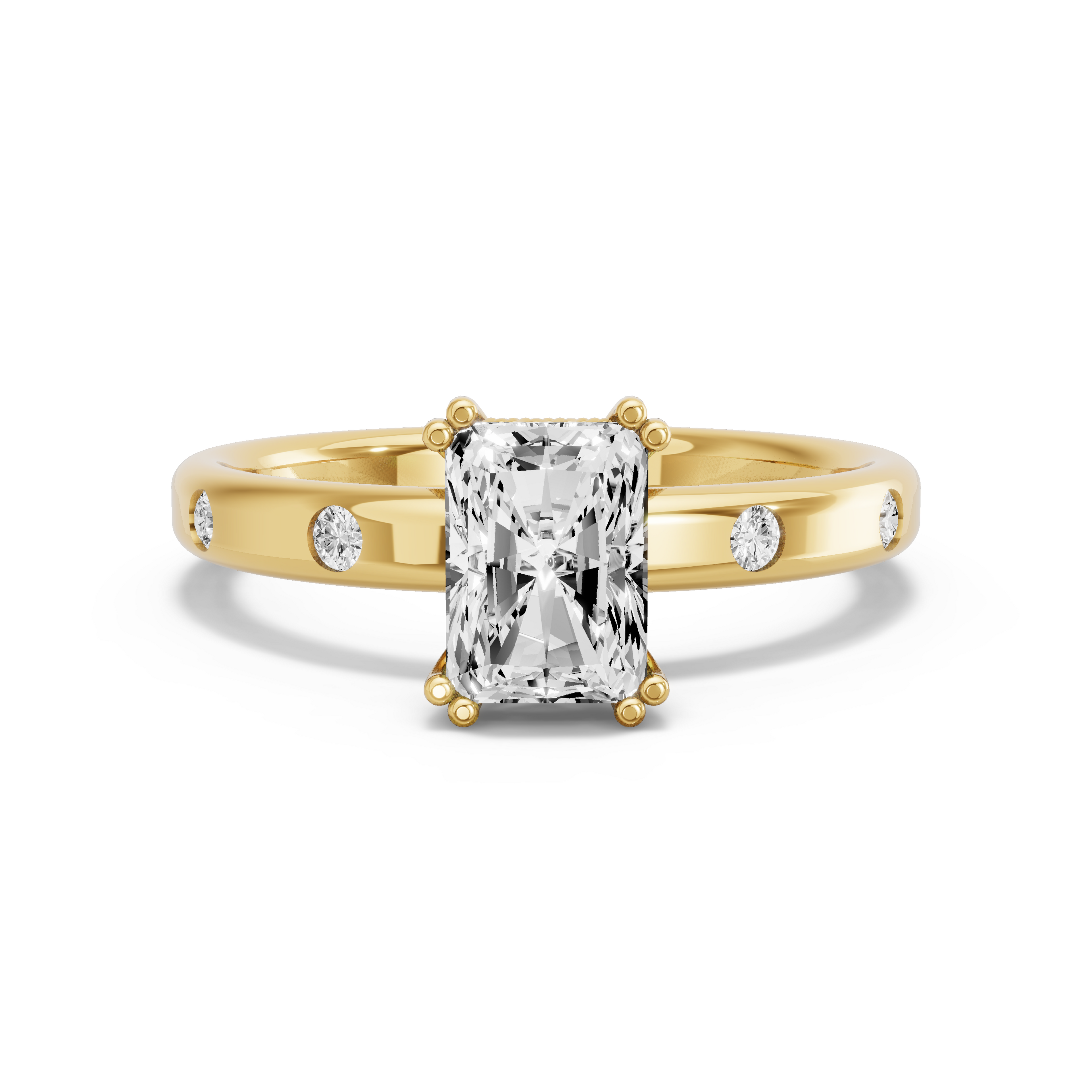 Image for Radiant Vintage Basket Ring with Sleek Accent band in 10K White Gold