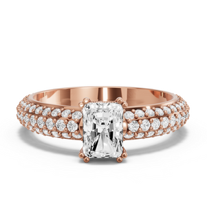Image for Radiant Vintage Basket Ring with Triple Row Pave band