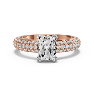 Image for Radiant Vintage Basket Ring with Triple Row Pave band