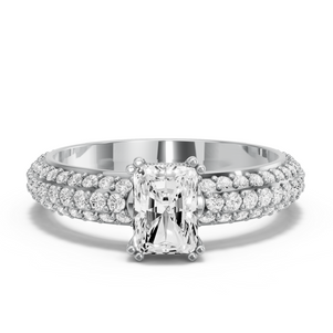 Image for Radiant Vintage Basket Ring with Triple Row Pave band