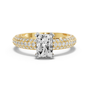 Image for Radiant Vintage Basket Ring with Triple Row Pave band