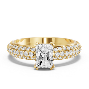 Image for Radiant Vintage Basket Ring with Triple Row Pave band