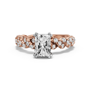 Image for Radiant Vintage Basket Ring with Twist Pave band