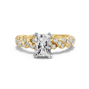 Image for Radiant Vintage Basket Ring with Twist Pave band