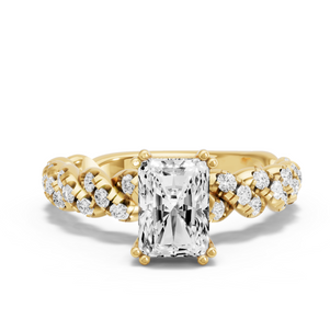 Image for Radiant Vintage Basket Ring with Twist Pave band