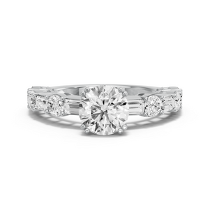 Image for Round Vintage Basket Ring with Alternating Baguette band