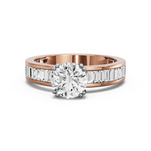 Image for Round Vintage Basket Ring with Baguette Channel band