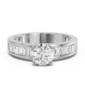 Image for Round Vintage Basket Ring with Baguette Channel band