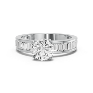 Image for Round Vintage Basket Ring with Baguette Channel band