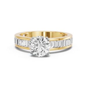 Image for Round Vintage Basket Ring with Baguette Channel band
