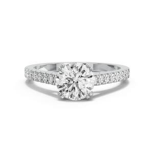 Image for Round Vintage Basket Ring with Cathedral Pave band