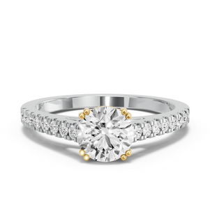 Image for Round Vintage Basket Ring with Cathedral Pave band
