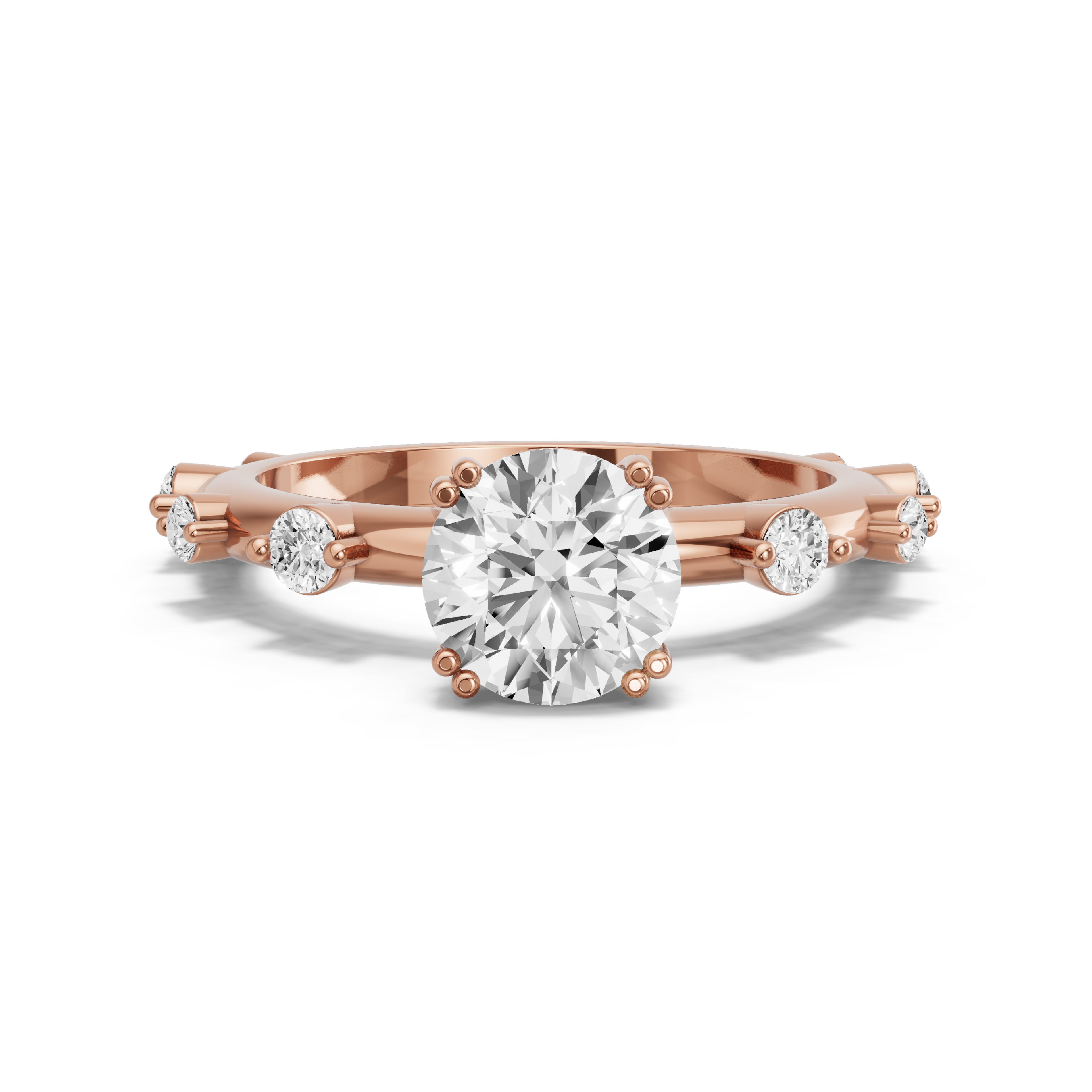 Image for Round Vintage Basket Ring with Floating Station band in 18K Rose Gold