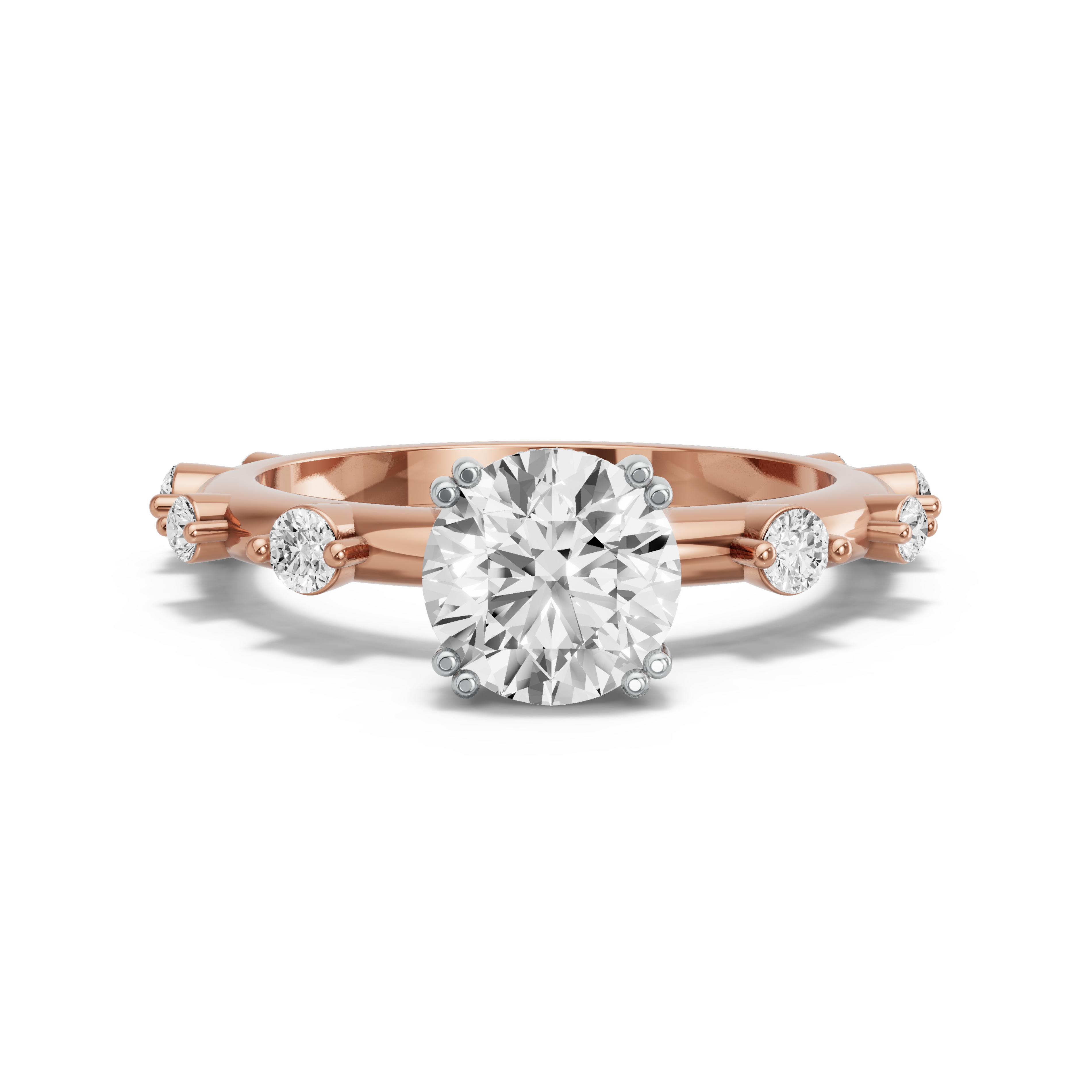 Image for Round Vintage Basket Ring with Floating Station band in 18K Two Tone Rose Gold