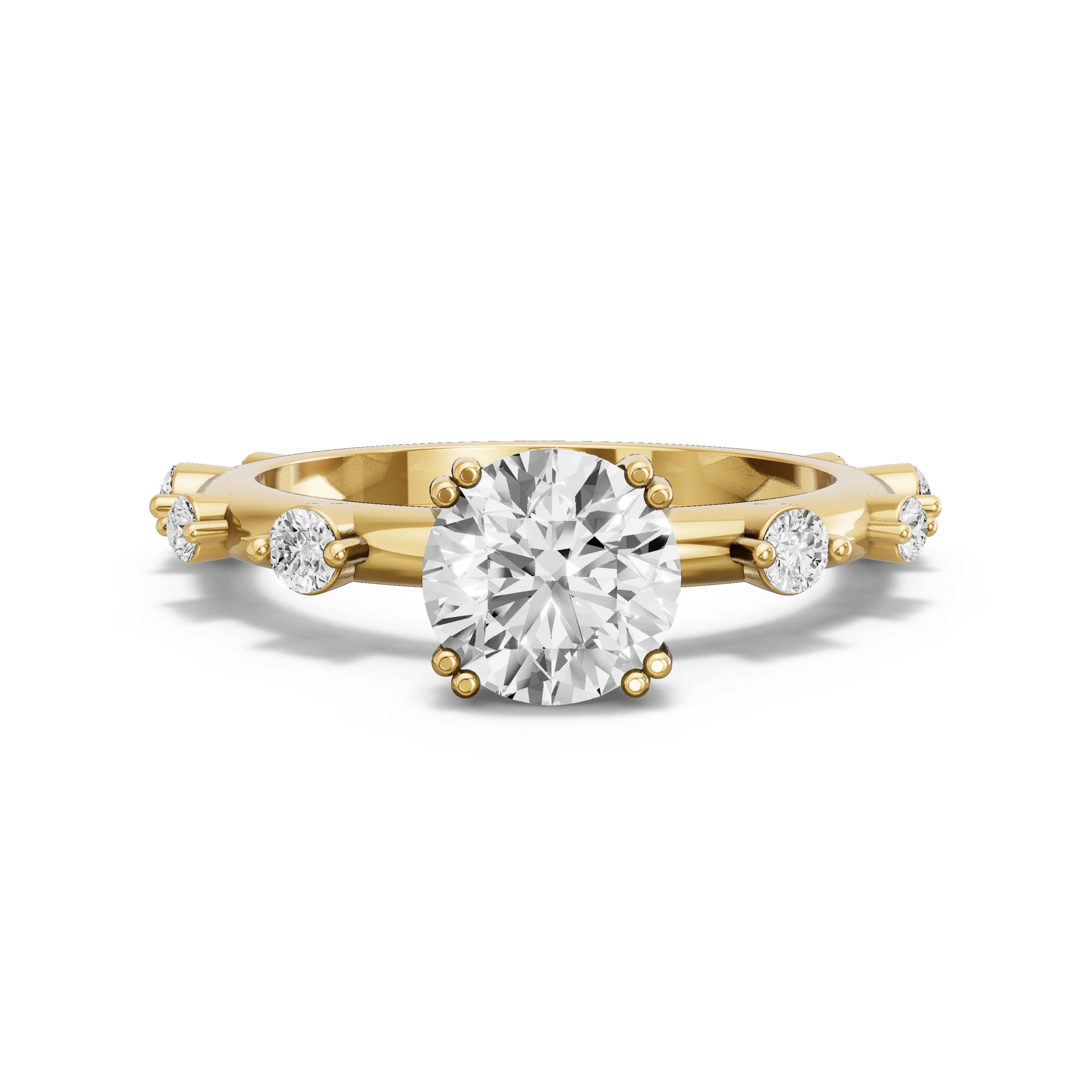 Image for Round Vintage Basket Ring with Floating Station band in 18K Yellow Gold