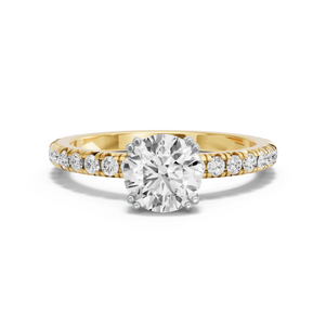 Image for Round Vintage Basket Ring with French Pave band