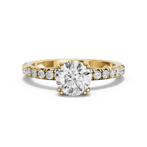 Image for Round Vintage Basket Ring with French Pave band