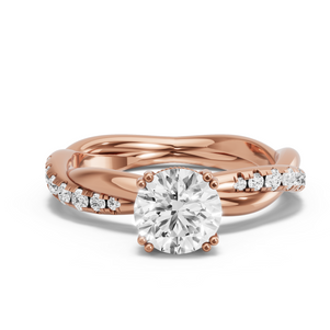 Image for Round Vintage Basket Ring with Rope Pave band