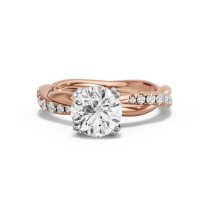 Image for Round Vintage Basket Ring with Rope Pave band